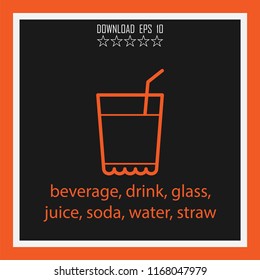 beverage, deink, glass, juice, soda, water  vector icon