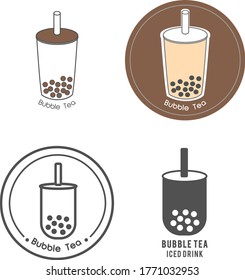 Beverage Draw Bubble Tea Icon and Logo Design