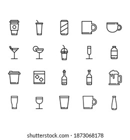 Beverage and drink icon set perfect for UI user interface website or app