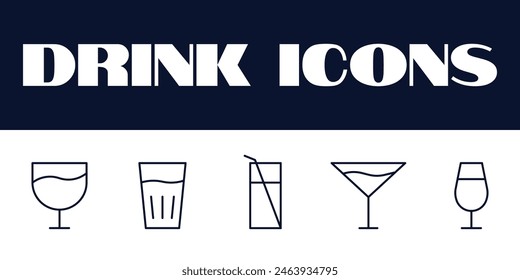 Beverage Drink icons set. line drinks icon vector illustration. Beverage icons set.