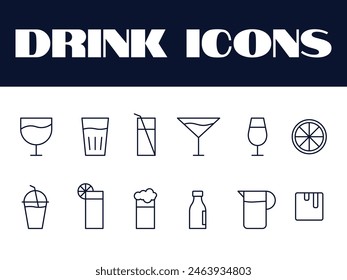 Beverage Drink icons set. line drinks icon vector illustration. Beverage icons set.