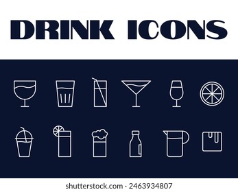 Beverage Drink icons set. line drinks icon vector illustration. Beverage icons set.