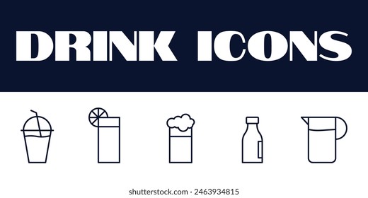 Beverage Drink icons set. line drinks icon vector illustration. Beverage icons set.