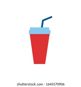 beverage drink with straw flat style vector illustration design