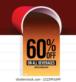 Beverage falling from paper glass - beverage offer concept