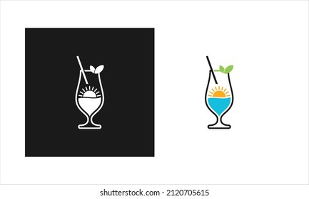 Beverage flat illustration design with tropical drink vector