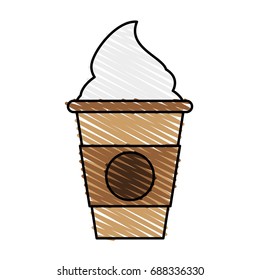 beverage with foam in disposable cup coffee related icon image