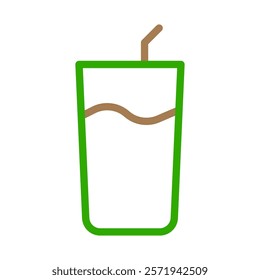 Beverage in glass with straw. Concept of drinking, refreshment, and hydration.