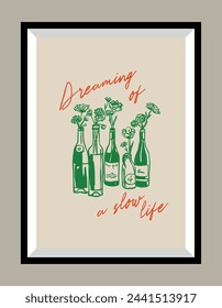 Beverage hand drawn vector illustration in a poster frame.