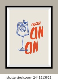 Beverage hand drawn vector illustration in a poster frame.