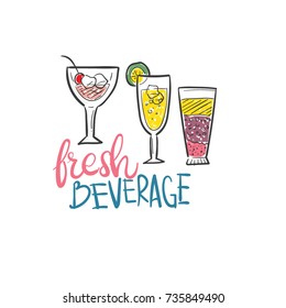 Beverage hand-drawn contain juice, alcohol, and smoothie 