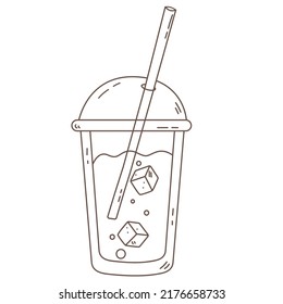 bebida con doodle de hielo y paja