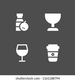 beverage icon. 4 beverage set with coffee, wine and orange juice vector icons for web and mobile app