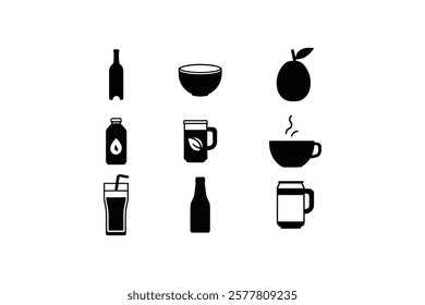Beverage Icon Collection: Vector graphics ideal for business and presentation purposes.

