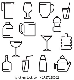  icono de bebida coloreado negro y blanco