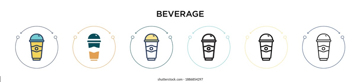 Beverage icon in filled, thin line, outline and stroke style. Vector illustration of two colored and black beverage vector icons designs can be used for mobile, ui, web
