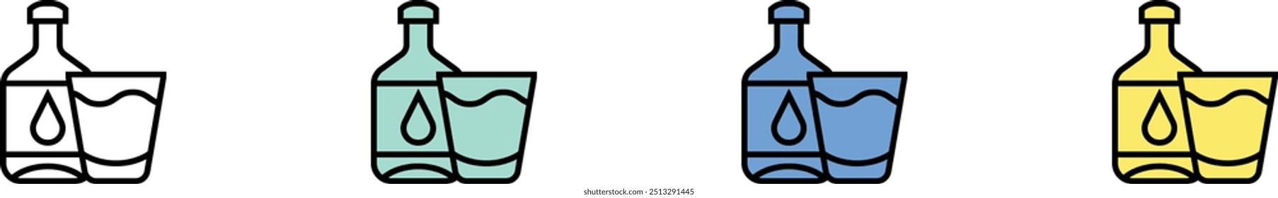 beverage icon. Outline, Green, Blue and Yellow Style Design Isolated On White Background