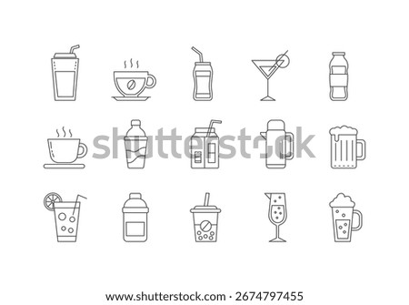 Beverage Icon Pack Liner Style Vector Symbol