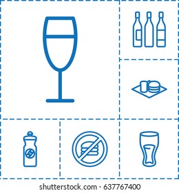 Beverage icon. set of 6 beverage outline icons such as drink, energy drink, soda and burger, wine glass