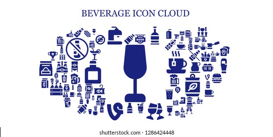  beverage icon set. 93 filled beverage icons. Simple modern icons about  - Wine glass, Bottle, Beer, Rum, Mojito, Toast, Vine, Beans, Cup, Hotdog, Oktoberfest, Cocktail, No food