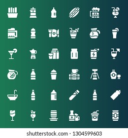 beverage icon set. Collection of 36 filled beverage icons included Beer, Straw, Beers, Water dispenser, Juice, Wine, Bottle, Elixir, Feeding bottle, Punch bowl, Corkscrew, Break