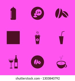 beverage icon set with hot coffee, baby feeding bottle and soda vector illustration