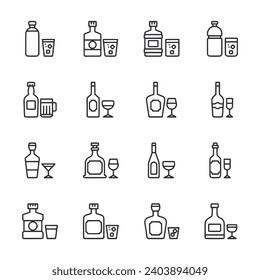 Beverage icon set isolated on white