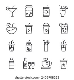 Beverage icon set isolated on white