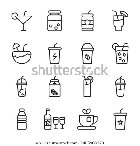 Beverage icon set isolated on white