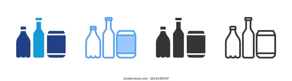 Beverage icon set multiple style collection