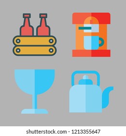 beverage icon set. vector set about milk, cup, coffee maker and kettle icons set.