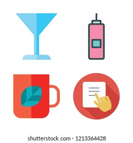 beverage icon set. vector set about tea cup, vinegar, cocktail and tap icons set.