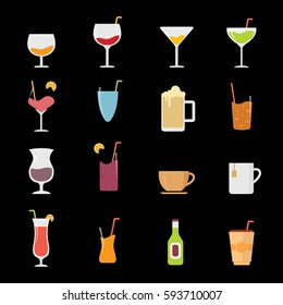Beverage Icons Design Vector.