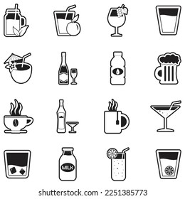 Beverage Icons. Line With Fill Design. Vector Illustration.