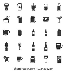 Beverage icons on white background, stock vector