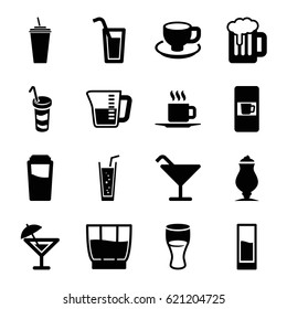 Beverage icons set. set of 16 beverage filled icons such as vending machine, drink, Cocktail, milkshake, soda, coffee cup, cup, decanted, cocktail