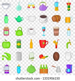 Beverage icons set. Cartoon style of 36 beverage vector icons for web for any design