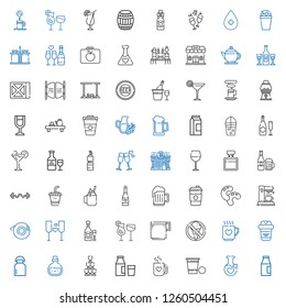 beverage icons set. Collection of beverage with milk, potion, beer pong, mug, champagne, coffee, drink, no food, coffee cup, cocktails, wine. Editable and scalable beverage icons.