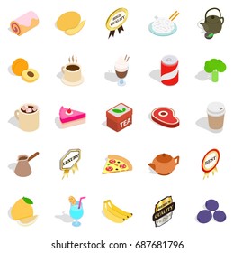 Beverage icons set. Isometric set of 25 beverage vector icons for web isolated on white background