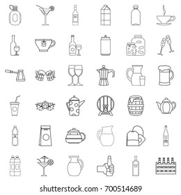 Beverage icons set. Outline style of 36 beverage vector icons for web isolated on white background