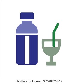 beverage icons simple colred vector