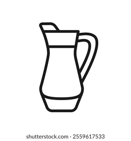 Beverage jug, milk jar icon. Line style with editable stroke. Kitchen glassware. Sangria or mulled wine jug. For web design. Vector illustration isolated on white background. Ceramic product