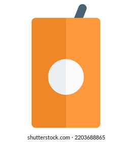 Beverage in juice box with straw.
