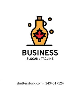 Beverage, Kettle, Water, Water Pot, Leaf Business Logo Template. Flat Color