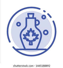 Beverage, Kettle, Water, Water Pot, Leaf Blue Dotted Line Line Icon