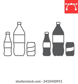 Beverage line and glyph icon, grocery store and water, bottled drinks and soda vector icon, vector graphics, editable stroke outline sign, eps 10.