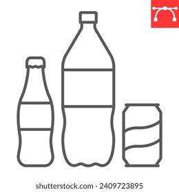 Beverage line icon, grocery store and water, bottled drinks and soda vector icon, vector graphics, editable stroke outline sign, eps 10.