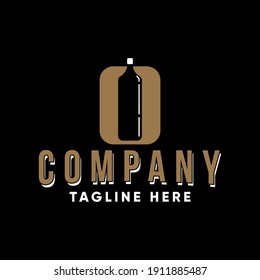 beverage logo design, with the bottle concept in the negative space of the icon