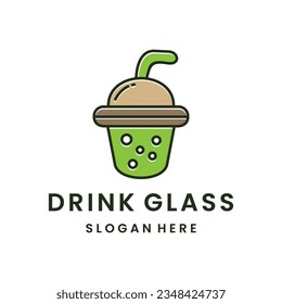 Beverage logo design, drink with cup glass