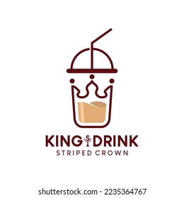 Beverage logo design, king drink with cup glass